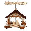 Holz Teelichtpyramide mit Heilige Familie,...