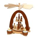 Holz Teelichtpyramide mit Heilige Familie, natur/braun,Gr&ouml;&szlig;e &uuml;ber Dropdown-Men&uuml; w&auml;hlbar
