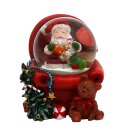 Schneekugel Santa im Sessel, Farbe &uuml;ber Dropdown-Men&uuml; w&auml;hlbar.