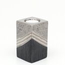 Edler Designer Keramik Teelichthalter viereckig in silber-grau, ca. 7 x 7 x 10 cm.