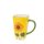 ***Dolomite Kaffeepot / Kaffeetasse eckig, Motiv: Sonnenblume in gelb / gr&uuml;n,  Gr&ouml;&szlig;e ca. 10,5 x 7 x 10,5 cm.