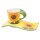 ***Dolomite Kaffeepot / Kaffeetasse mit Geb&auml;ckteller, geschwungen, Motiv: Sonnenblume in gelb / gr&uuml;n, Gr&ouml;&szlig;e ca. 19 x 10,5 cm.