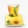 ***Dolomite Kaffeepot / Kaffeetasse mit Geb&auml;ckteller, geschwungen, Motiv: Sonnenblume in gelb / gr&uuml;n, Gr&ouml;&szlig;e ca. 19 x 10,5 cm.