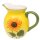 ***Dolomite Milchkrug / Milchkanne, Motiv: Sonnenblume in gelb / gr&uuml;n, Gr&ouml;&szlig;e ca. 15,8 x 10,7 x 13 cm.