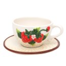 Dolomite Kaffeetasse mit Untertasse als Set, mit Erdbeere...