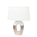 Design Keramik Tischlampe, mittel, oval, Farbe silber / wei&szlig; / Cappuccino, Gr&ouml;&szlig;e 33 x 20 x 41 cm