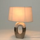 Design Keramik Tischlampe, mittel, oval, Farbe silber / wei&szlig; / Cappuccino, Gr&ouml;&szlig;e 33 x 20 x 41 cm