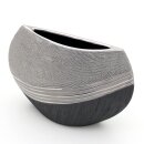 Edle moderne Deko Designer Keramik Vase in silber-grau. Ma&szlig;e L / B / H: 21 x 8 x 25 cm.
