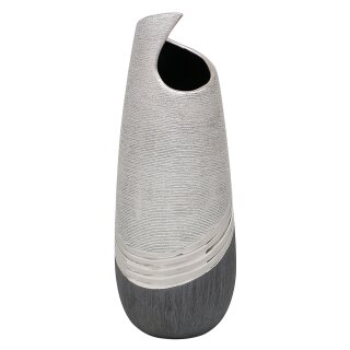 Edle moderne Deko Designer Keramik Vase wellenf&ouml;rmig in silber-grau. Gr&ouml;&szlig;e &uuml;ber Dropdown-Men&uuml; w&auml;hlbar