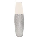 Edle moderne Deko Designer Keramik Vase in silber-grau wei&szlig;