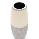 Edle moderne Deko Designer Keramik Vase in silber-grau wei&szlig;