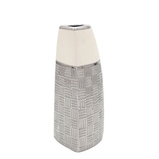 Edle moderne Deko Designer Keramik Vase Segel in silber-grau wei&szlig;,
