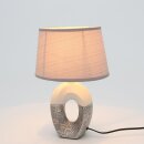 Edle Designer Tischlampe / Nachttischlampe ova in silber-rau wei&szlig;