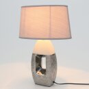 Edle Designer Tischlampe/ Nachttischlampe, oval, mit eckigem Loch, in silber-grau wei&szlig;