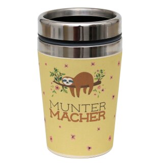 Thermobecher / Becher to go Munter-Macher, Ma&szlig;e H/&Oslash;: 13,5 x 8,4 cm