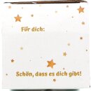 Schneekugel / Sch&uuml;ttelkugel / Glimmerkugel aus Glas mit Lama, Motiv: Sch&ouml;n, dass es dich gibt, Gr&ouml;&szlig;e ca. 9 x 6,5 cm/ &Oslash; 6,5 cm
