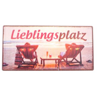 ***Metall K&uuml;hlschrank-Magnet im Vintage-Look, 10 x 5 cm, Motiv: Lieblingsplatz