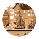 LED Holz Schwibbogen mit bewegtem Weihnachtsbaum, Motiv: Weihnachtsmann und Schneekinder, L/B/H ca. 45 x 12 x 35 cm, f&uuml;r Batterie- oder Adapterbetrieb.