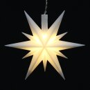 3er Set Weihnachtssterne aus Kunststoff in wei&szlig;, inkl. LED Beleuchtung und Adapter, f&uuml;r Innen und Au&szlig;en geeignet. Ma&szlig;e je Stern L / B / H: 13,5 x 5,5 x 12 cm.