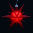 3er Set Weihnachtssterne aus Kunststoff in rot, inkl. LED Beleuchtung und 6h Timer, f&uuml;r Batteriebetrieb, f&uuml;r Innen und Au&szlig;en geeignet. Ma&szlig;e je Stern L / B / H: 13,5 x 5,5 x 12 cm.