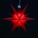 Weihnachtsstern aus Kunststoff in rot, f&uuml;r Innen und Au&szlig;en geeignet, inkl. LED Beleuchtung und 6h Timer, f&uuml;r Batteriebetrieb. Ma&szlig;e L / B / H: 13,5 x 5,5 x 12 cm.