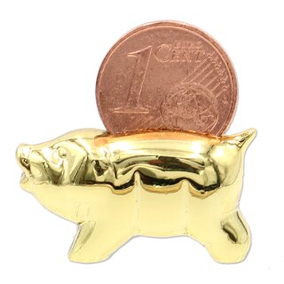 1 Cent Schwein, Gl&uuml;cksschwein, Gl&uuml;cksbringer aus Metall mit Euro-Cent, B/H/T 3 x 3 x 1 cm.