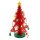 Tannenbaum aus Holz in rot mit gr&uuml;nem Standfuss und 14er Set Baumbehang, L/B/H 11 x 11 x 15 cm
