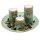 Komplettes Deko-Set aus Holz mit 3 Teelichthalter, Teller und Dekosteinen, Gr&ouml;&szlig;e L/B/H 25 x 25 x 13 cm