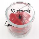 Windlicht mit 10 Herz Teelichter in Rot, Ma&szlig;e des Windlichtes B/H/T 13 x 13 x 13 cm