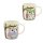 2er Set Kaffeebecher Kaffeetasse aus Porzellan - Motiv: bunte Eulen in gr&uuml;n - lila - Gr&ouml;&szlig;e H/&Oslash;: 9,5 x 8,5 cm, Fassungsverm&ouml;gen 350ml, sp&uuml;lmaschinengeeignet