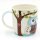 2er Set Kaffeebecher Kaffeetasse aus Porzellan - Motiv: bunte Eulen in blau - pink - Gr&ouml;&szlig;e H/&Oslash;: 9,5 x 8,5 cm, Fassungsverm&ouml;gen 350ml, sp&uuml;lmaschinengeeignet