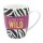 Kaffeebecher / Tasse aus Porzellan, Motiv: Achtung Wild. Gr&ouml;&szlig;e H/&Oslash;: 9,8 x 8,2 cm, Fassungsverm&ouml;gen 250 ml, Sp&uuml;lmaschinengeeignet.