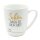 Kaffeebecher / Tasse aus Porzellan, Motiv: Sch&ouml;n, dass es dich gibt. Gr&ouml;&szlig;e H/&Oslash;: 9,8 x 8,2 cm, Fassungsverm&ouml;gen 250 ml, Sp&uuml;lmaschinengeeignet.