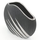 Edle moderne Deko Designer Keramik Vase in silber-grau, oval, Ma&szlig;e L/B/H ca. 18,5 x 7 x 20 cm.