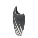 Edle moderne Deko Designer Keramik Vase oval geschwungen, in silber-grau, Ma&szlig;e L/B/H ca. 12,5 x 8 x 29 cm.