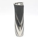 Edle moderne Deko Designer Keramik Vase lang geschwungen, in silber-grau, Ma&szlig;e L/B/H ca. 12,5 x 9 x 29 cm.
