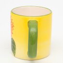 Kaffeepot / Kafeetasse, Motiv: Sonnenblume in gelb / gr&uuml;n, Gr&ouml;&szlig;e ca. 12 x 8,1 x 9 cm.