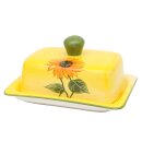 Butterdose / Butterglocke - Sonnenblume - in gelb / gr&uuml;n. Gr&ouml;&szlig;e ca. 17 x 13 x 9,4 cm.