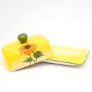Butterdose / Butterglocke - Sonnenblume - in gelb / gr&uuml;n. Gr&ouml;&szlig;e ca. 17 x 13 x 9,4 cm.