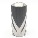 Edler moderner Deko Designer Keramik Teelichthalter in silber-grau, Ma&szlig;e L/B/H ca. 7 x 9 x 14 cm.