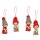 Weihnachtswichtel als Baumbehang im 4er Set in grau/ rot mit Gl&ouml;ckchen