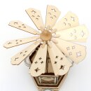 Holz Teelichtpyramide in natur / braun mit 3 Etagen, f&uuml;r 3 Teelichte, L / B / H: 19 x 16,5 x 42 cm, Motiv: Bergleute.
