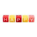 Kerzenblock - Happy Birthday -, Bunt, 13 einzelne quadratische Kerzen &aacute; 3 cm