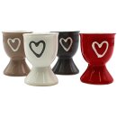 Keramik Eierbecher / Eierhalter / Eierschale mit Herz, im 4er Set, verschiedene Farben, Ma&szlig;e je Becher H/&Oslash; ca. 7 x 5 cm