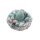 Osternestkerze, Ostereikerze in Osternest aus Wachs, Eikerze t&uuml;rkis, Nest in grau, Geschenkverpackung mit grauer Schleife, 13  x 7 cm