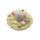 Osternestkerze, Kerze in Osternest aus Wachs, Eikerze wei&szlig;, Nest in gelb, Geschenkverpackung mit rosa Schleife, 13  x 7 cm 
