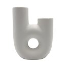 Modern geformte Vase / Donutvase mit 2 &Ouml;ffnungen aus Keramik, versch. Farben