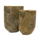 Edle hochwertige schmale Keramik Vase in gold-schwarz,...