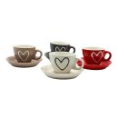 Espressotassen in verschiedenen Farben mit Herz, aus Keramik