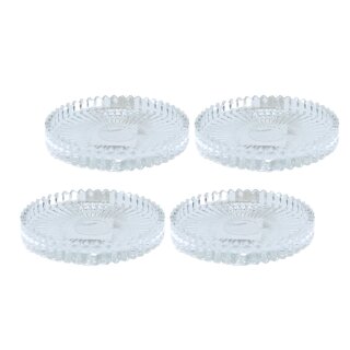 Kerzenteller / Kerzenuntersetzer / Kerzenhalter / Untersetzer aus Glas im 4er Set, rund, klar / transparent, Gr&ouml;&szlig;e H/&Oslash; ca. 1,5 x 10 cm